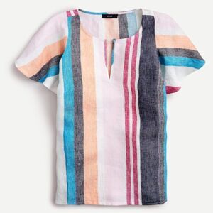 J.Crew Ruffle Sleeve Top Multi Mixed Stripe